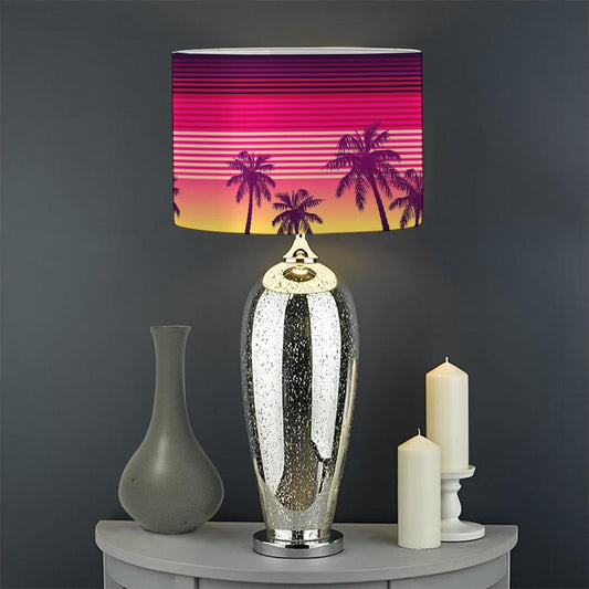 Sunset Palm Tree Pattern Print Drum Lamp Shade