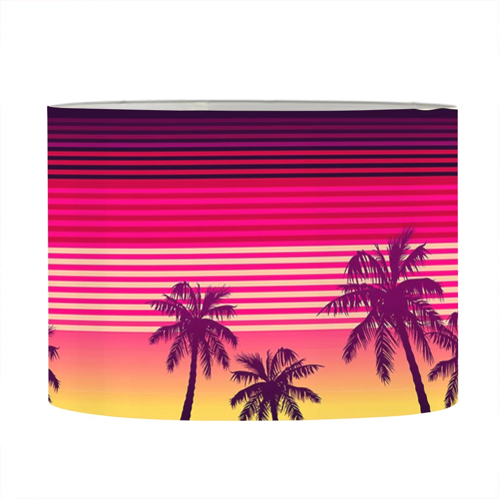 Sunset Palm Tree Pattern Print Drum Lamp Shade