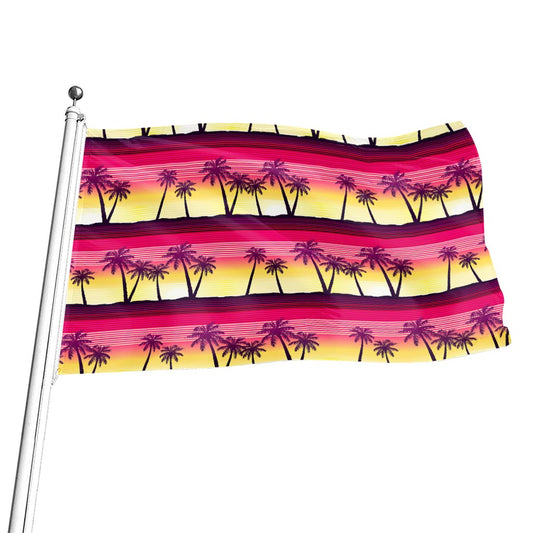 Sunset Palm Tree Pattern Print Flag