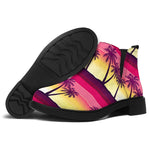 Sunset Palm Tree Pattern Print Flat Ankle Boots