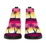 Sunset Palm Tree Pattern Print Flat Ankle Boots