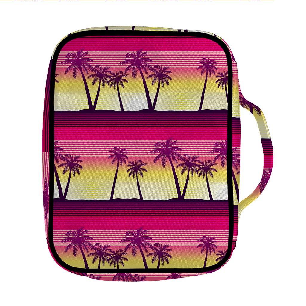 Sunset Palm Tree Pattern Print Front Pocket Bible Bag