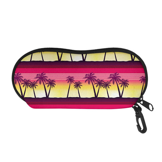 Sunset Palm Tree Pattern Print Glasses Case