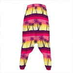 Sunset Palm Tree Pattern Print Hammer Pants
