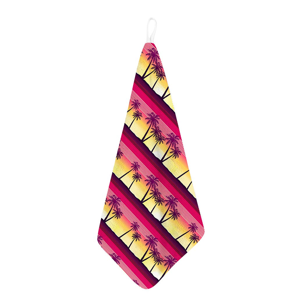 Sunset Palm Tree Pattern Print Hand Towel