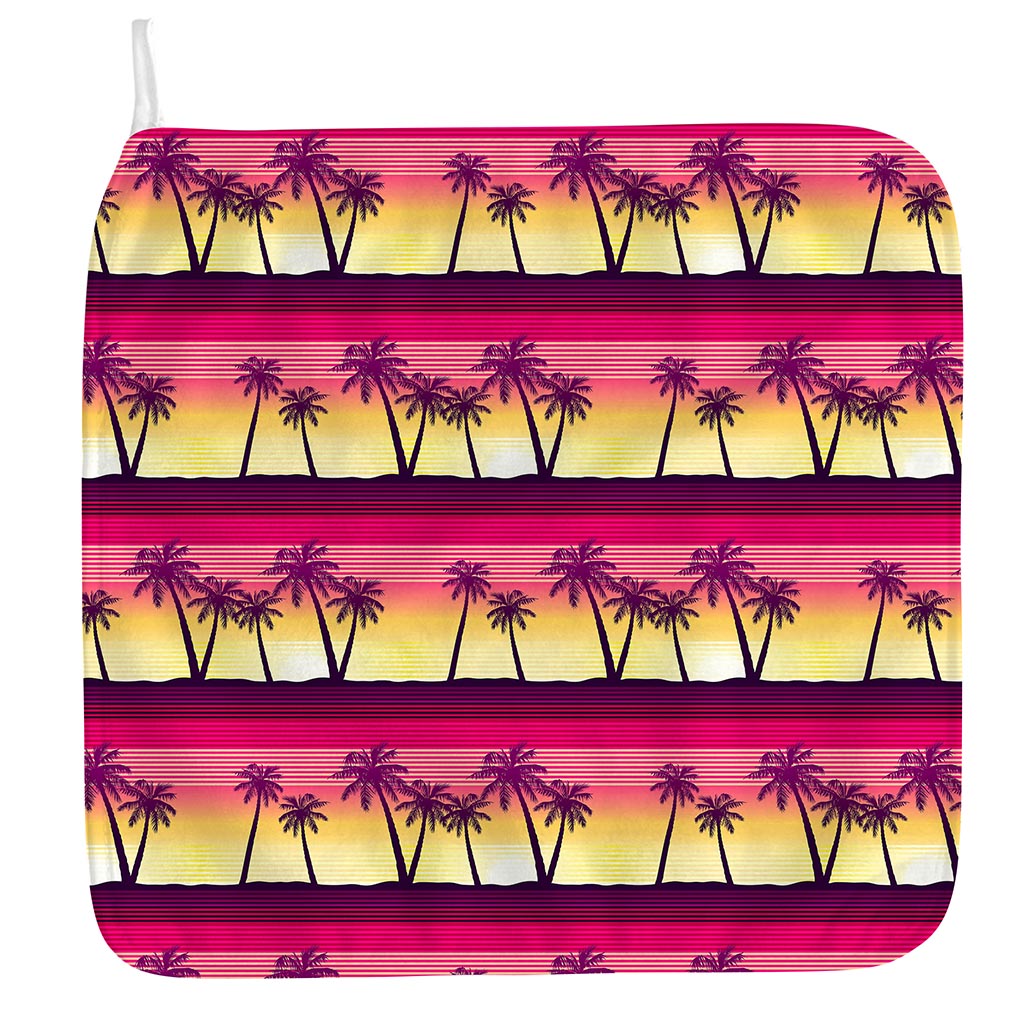 Sunset Palm Tree Pattern Print Hand Towel
