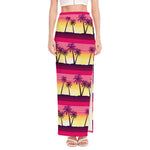 Sunset Palm Tree Pattern Print High Slit Maxi Skirt