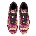 Sunset Palm Tree Pattern Print High Top Leather Sneakers