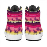 Sunset Palm Tree Pattern Print High Top Leather Sneakers