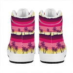 Sunset Palm Tree Pattern Print High Top Leather Sneakers