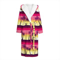 Sunset Palm Tree Pattern Print Hooded Bathrobe