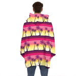 Sunset Palm Tree Pattern Print Hoodie Blanket