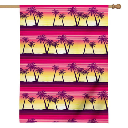 Sunset Palm Tree Pattern Print House Flag