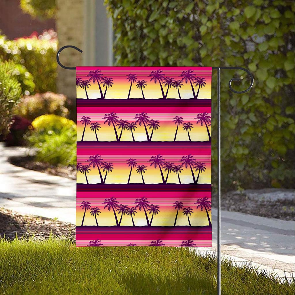 Sunset Palm Tree Pattern Print House Flag