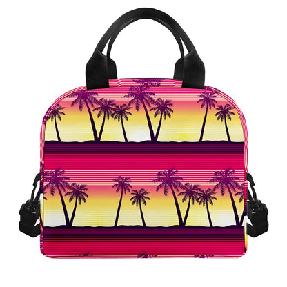 Sunset Palm Tree Pattern Print Insulated Lunch Bag