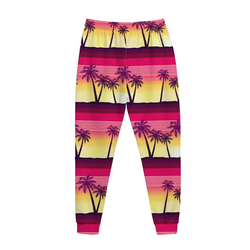 Sunset Palm Tree Pattern Print Jogger Pants