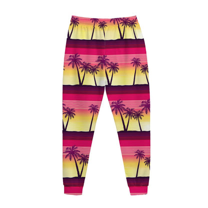 Sunset Palm Tree Pattern Print Jogger Pants