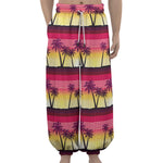 Sunset Palm Tree Pattern Print Lantern Pants