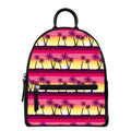 Sunset Palm Tree Pattern Print Leather Backpack
