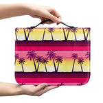 Sunset Palm Tree Pattern Print Leather Bible Cover