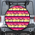 Sunset Palm Tree Pattern Print Leather Spare Tire Cover