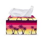 Sunset Palm Tree Pattern Print Leather Tissue Box Cover