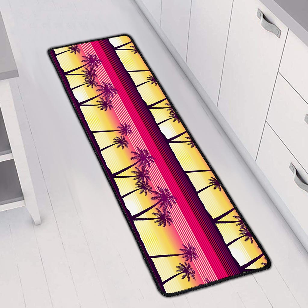Sunset Palm Tree Pattern Print Long Kitchen Mat