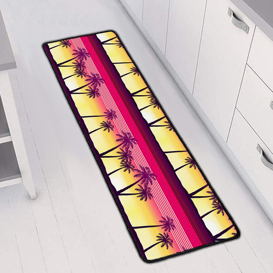 Sunset Palm Tree Pattern Print Long Kitchen Mat