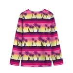 Sunset Palm Tree Pattern Print Long Sleeve Short Coat