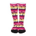 Sunset Palm Tree Pattern Print Long Socks