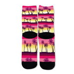 Sunset Palm Tree Pattern Print Long Socks