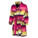 Sunset Palm Tree Pattern Print Men's Bathrobe