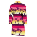 Sunset Palm Tree Pattern Print Men's Bathrobe