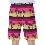 Sunset Palm Tree Pattern Print Men's Beach Shorts