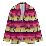 Sunset Palm Tree Pattern Print Men's Blazer