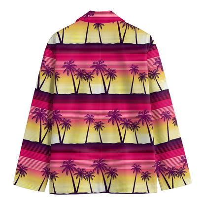 Sunset Palm Tree Pattern Print Men's Blazer
