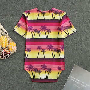 Sunset Palm Tree Pattern Print Men's Bodysuit