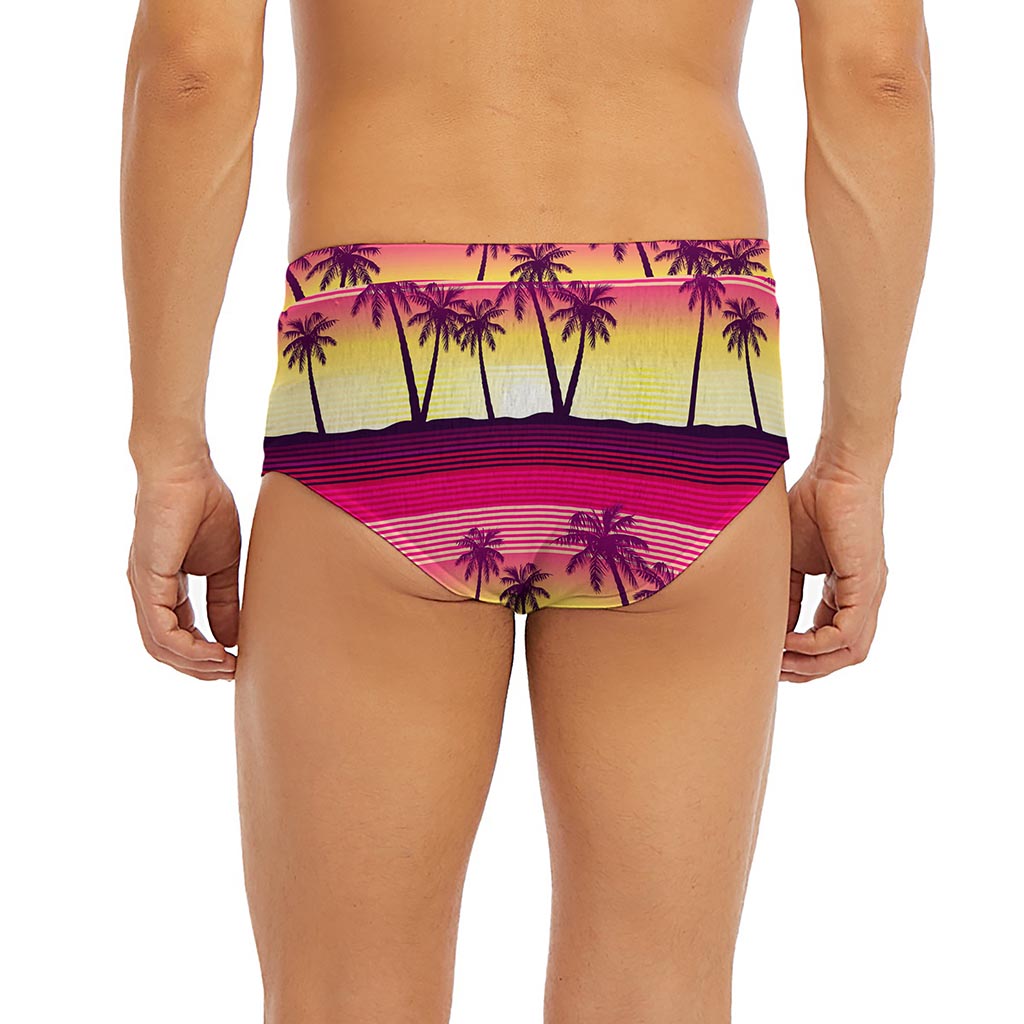Sunset Palm Tree Pattern Print Men's Briefs