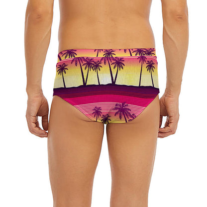 Sunset Palm Tree Pattern Print Men's Briefs