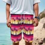 Sunset Palm Tree Pattern Print Men's Cargo Shorts