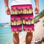 Sunset Palm Tree Pattern Print Men's Cargo Shorts
