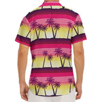Sunset Palm Tree Pattern Print Men's Deep V-Neck Shirt