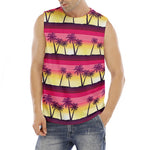 Sunset Palm Tree Pattern Print Men's Fitness Tank Top