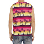 Sunset Palm Tree Pattern Print Men's Fitness Tank Top