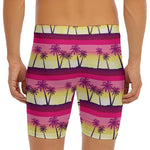 Sunset Palm Tree Pattern Print Men's Long Boxer Briefs