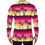 Sunset Palm Tree Pattern Print Men's Long Sleeve T-Shirt