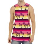 Sunset Palm Tree Pattern Print Men's Muscle Tank Top