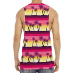 Sunset Palm Tree Pattern Print Men's Muscle Tank Top
