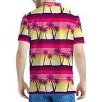 Sunset Palm Tree Pattern Print Men's Polo Shirt
