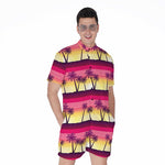 Sunset Palm Tree Pattern Print Men's Rompers